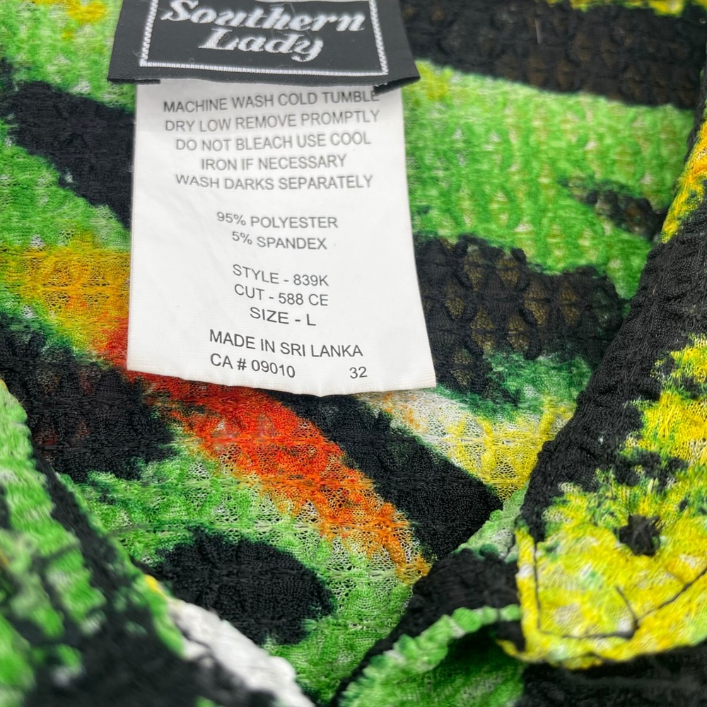 Southern Lady Green Zebra Animal Print Honeycomb  Button Up Jacket Size L - Picture 8 of 10